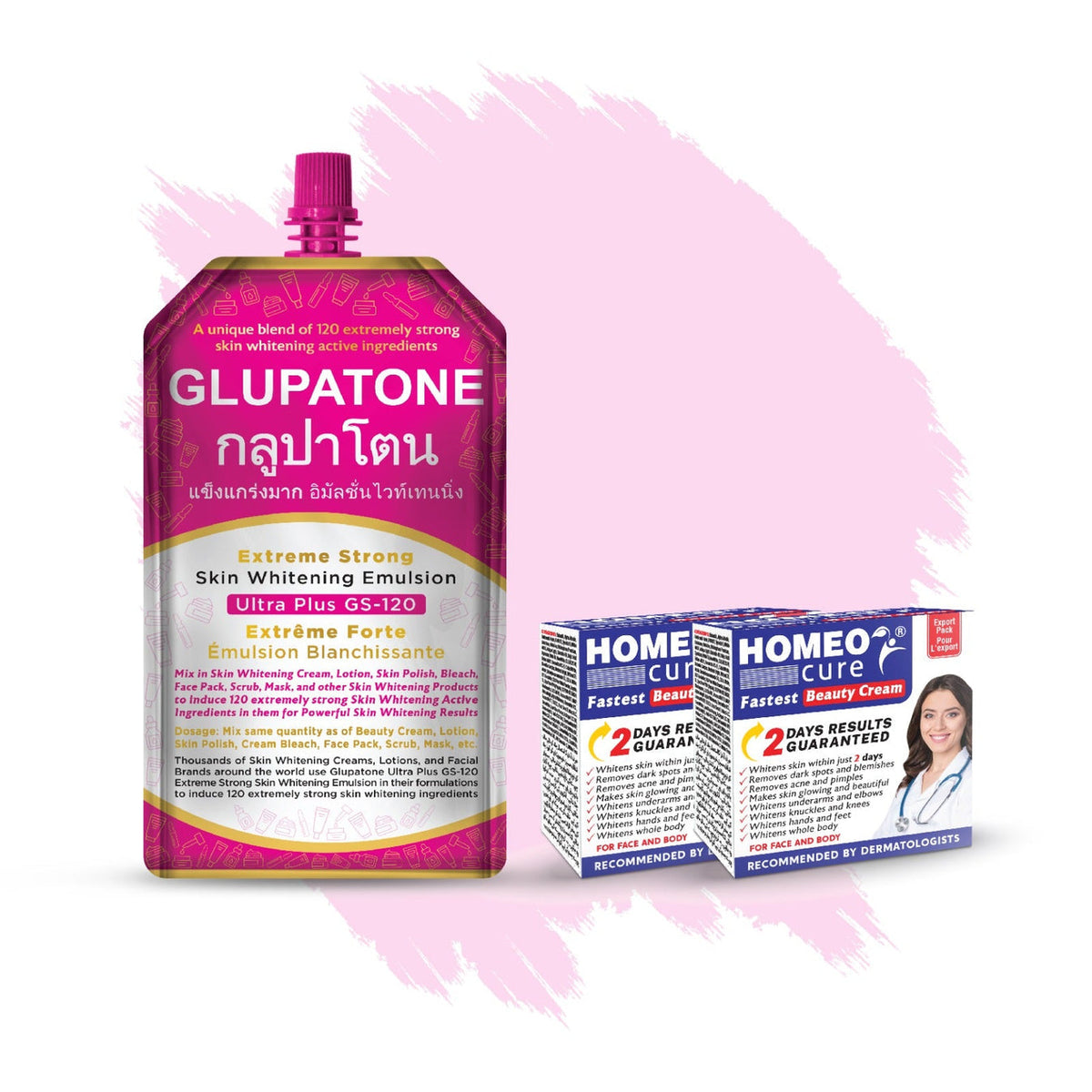 Glupatone Extreme Strong Emulsion 50ml With Homeo Cure Beauty Cream (Pack Of 2)