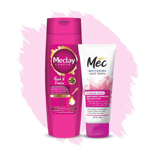 Meclay London Mec Flawless White Face Wash 100gm With Meclay London Shampoo Thick & Dense 185ml