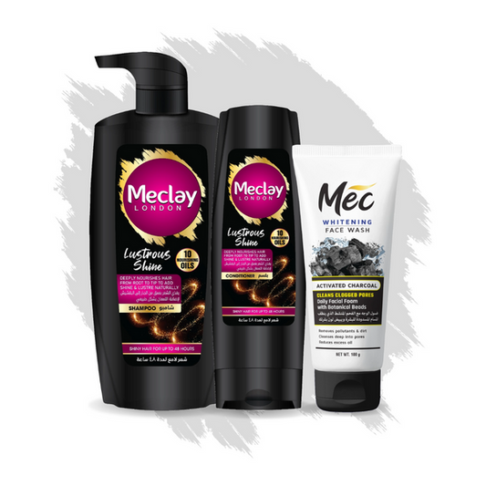 Meclay London (FREE DELIVERY) Meclay London Lustrous Shine Shampoo 660ml With Conditioner 180ml + Mec Activated Charcoal Face Wash