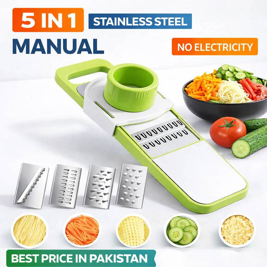 SP Dealz 5-in-1 Vegetable Cutter & Slicer - Stainless Steel Manual Food Chopper for Onion, Potato, Fruit & Salad Preparation
