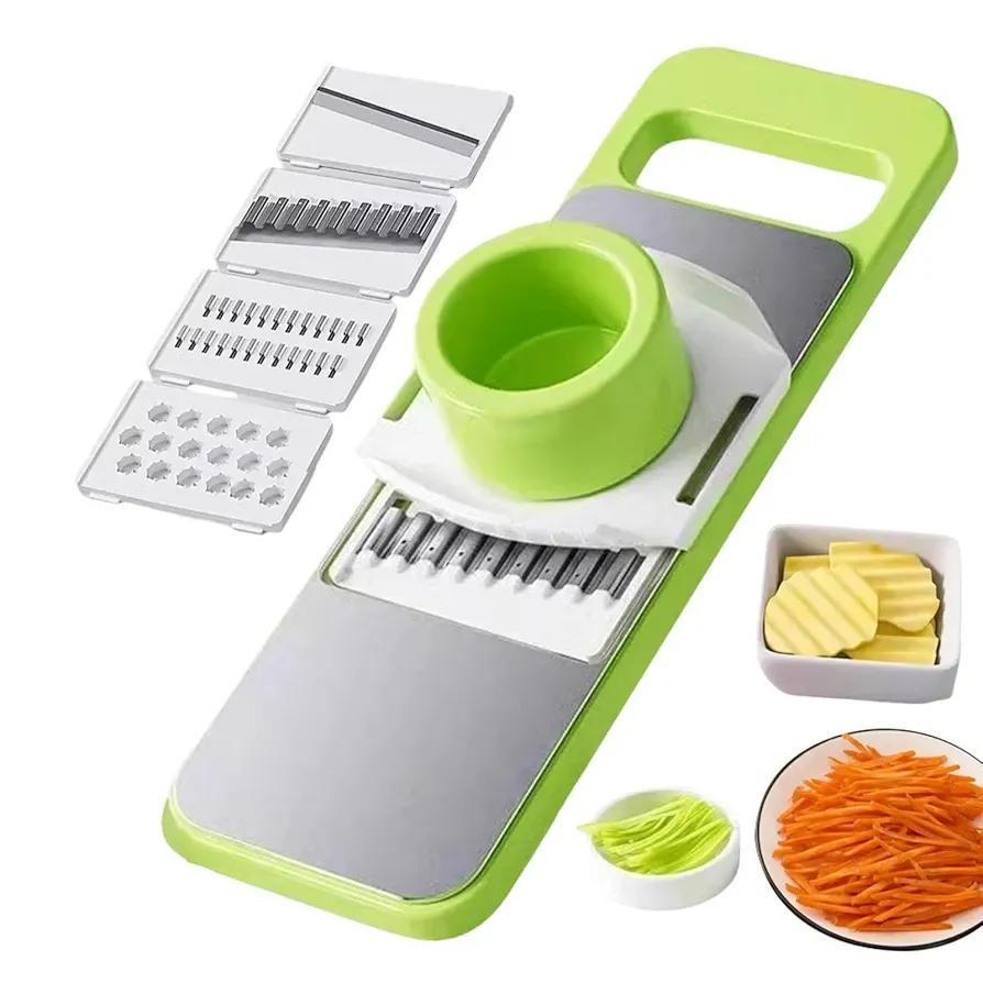 SP Dealz 5-in-1 Vegetable Cutter & Slicer - Stainless Steel Manual Food Chopper for Onion, Potato, Fruit & Salad Preparation